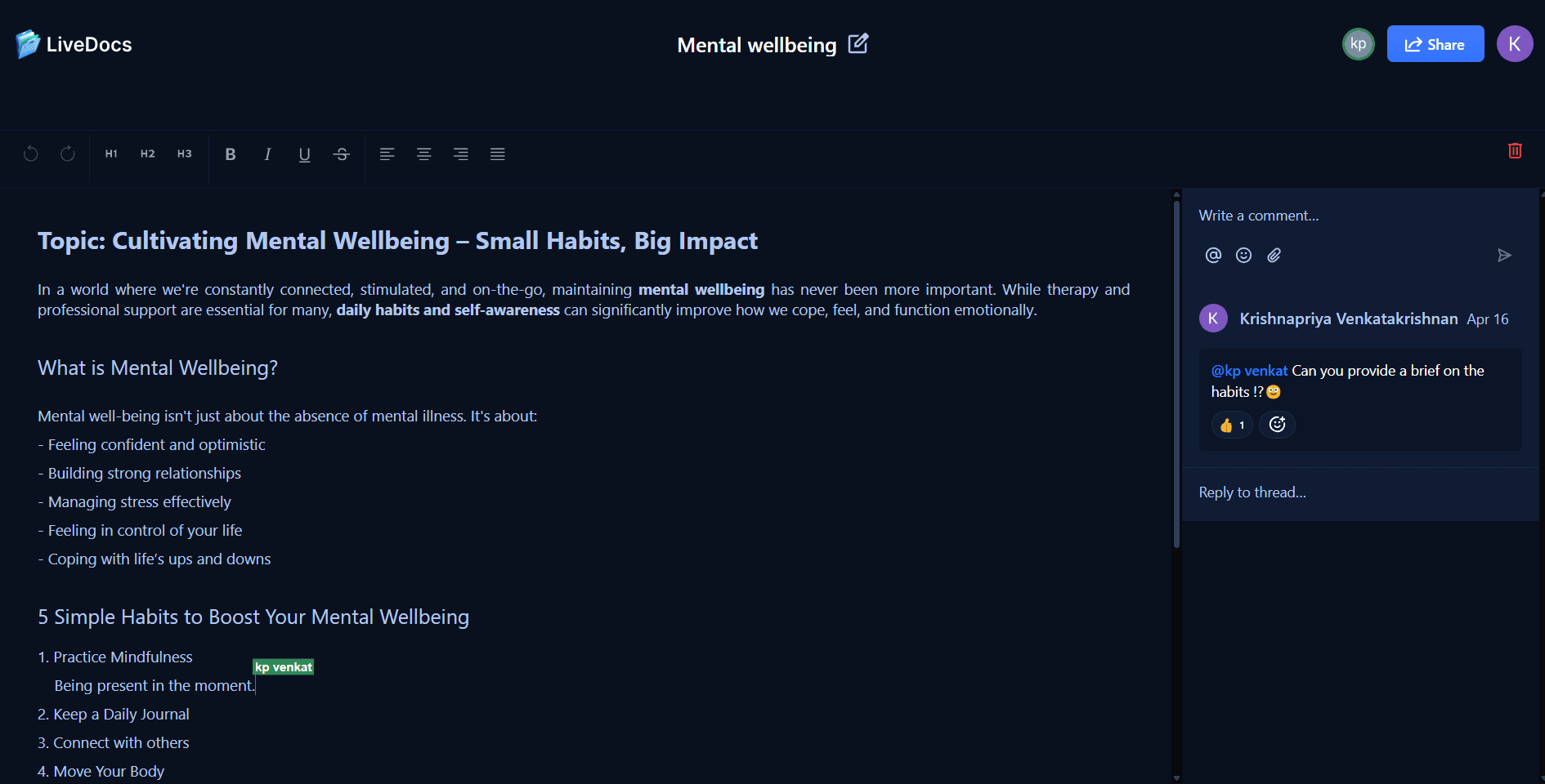 LiveDocs Editor